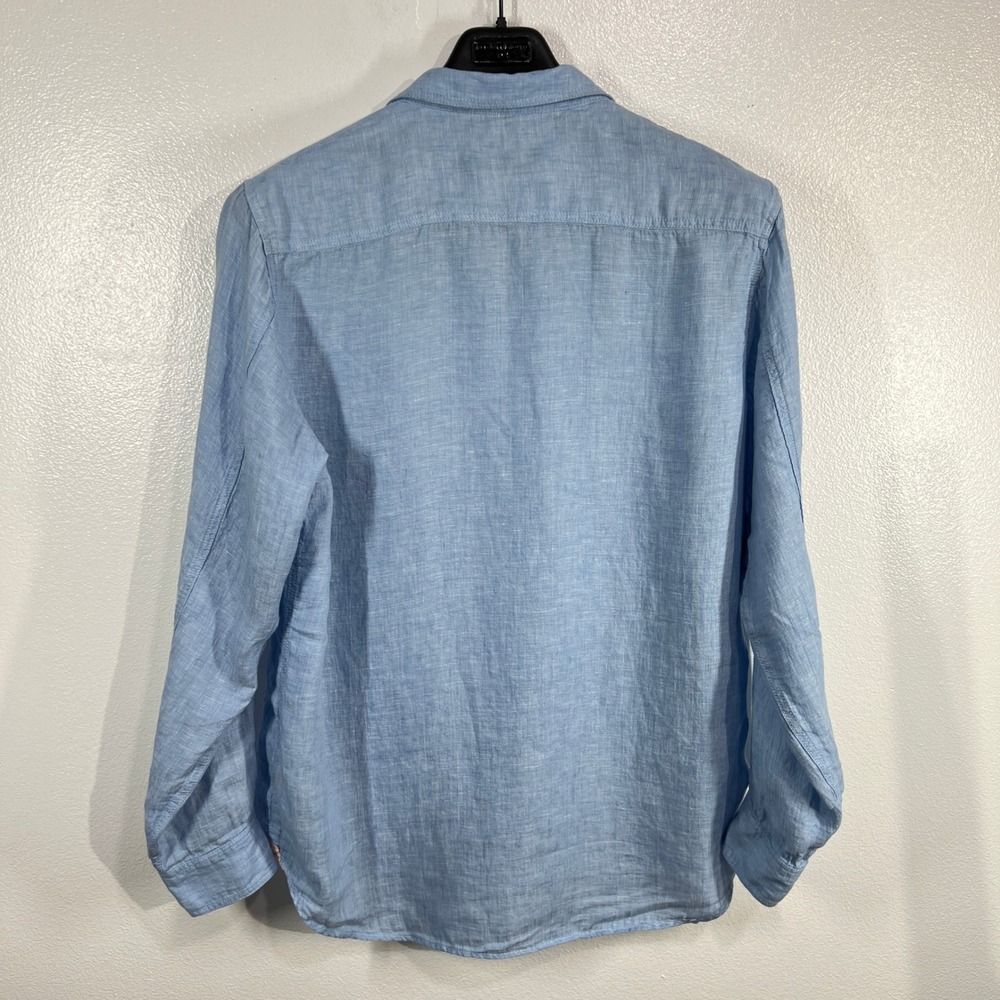 MARTIN GORDON Linen‎ Shirt Long Sleeve Button Up Light Blue Mens XL Coastal - Picture 3 of 11